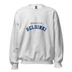 Unisex black sweatshirt featuring University of Helsinki logo printed across the front chest
