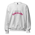 Unisex black sweatshirt featuring University of Barcelona logo printed across the front chest