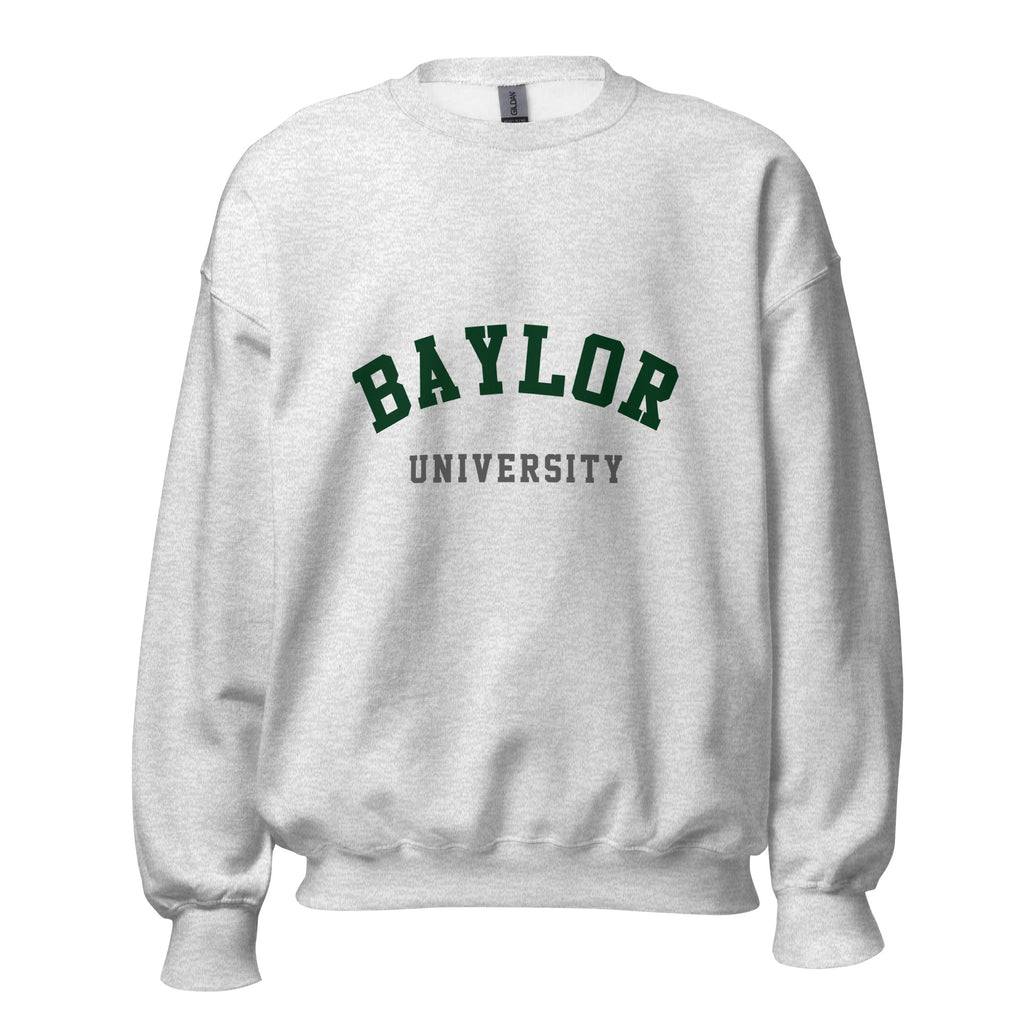 Unisex black sweatshirt featuring Baylor University logo printed across the front chest