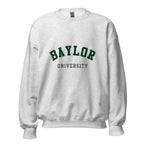 Unisex black sweatshirt featuring Baylor University logo printed across the front chest