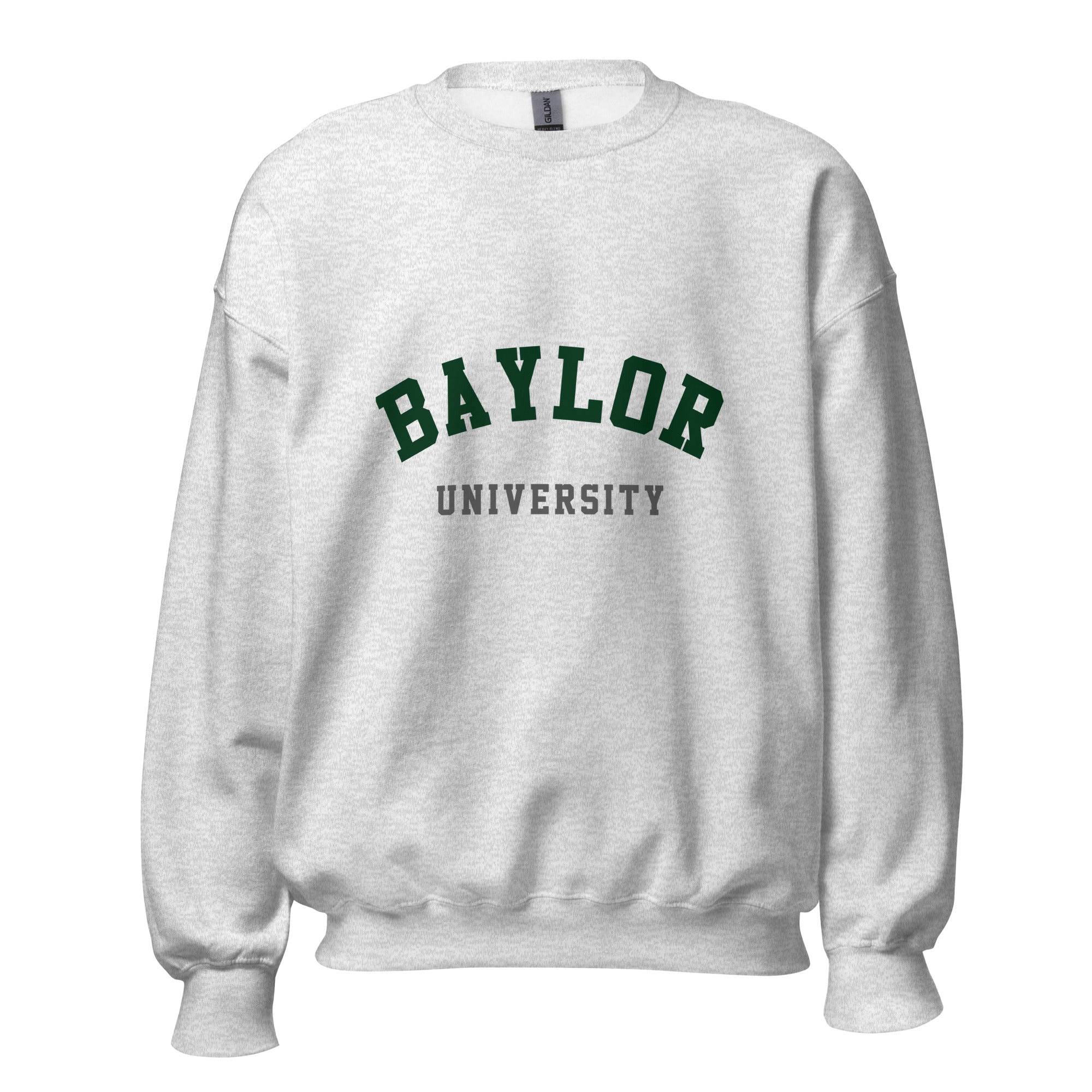 Unisex black sweatshirt featuring Baylor University logo printed across the front chest