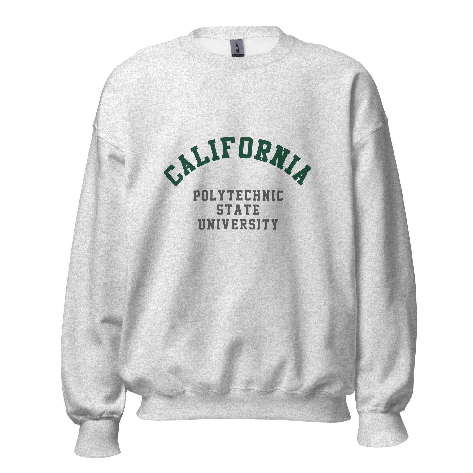 Unisex black sweatshirt featuring California Polytechnic State University logo printed across the front chest
