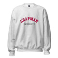Unisex black sweatshirt featuring Chapman University logo printed across the front chest