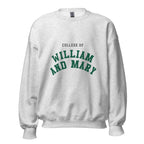 Unisex black sweatshirt featuring College of William & Mary logo printed across the front chest