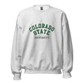 Unisex black sweatshirt featuring Colorado State University logo printed across the front chest