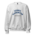 Unisex black sweatshirt featuring George Washington University logo printed across the front chest
