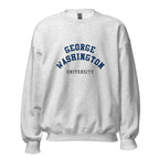 Unisex black sweatshirt featuring George Washington University logo printed across the front chest