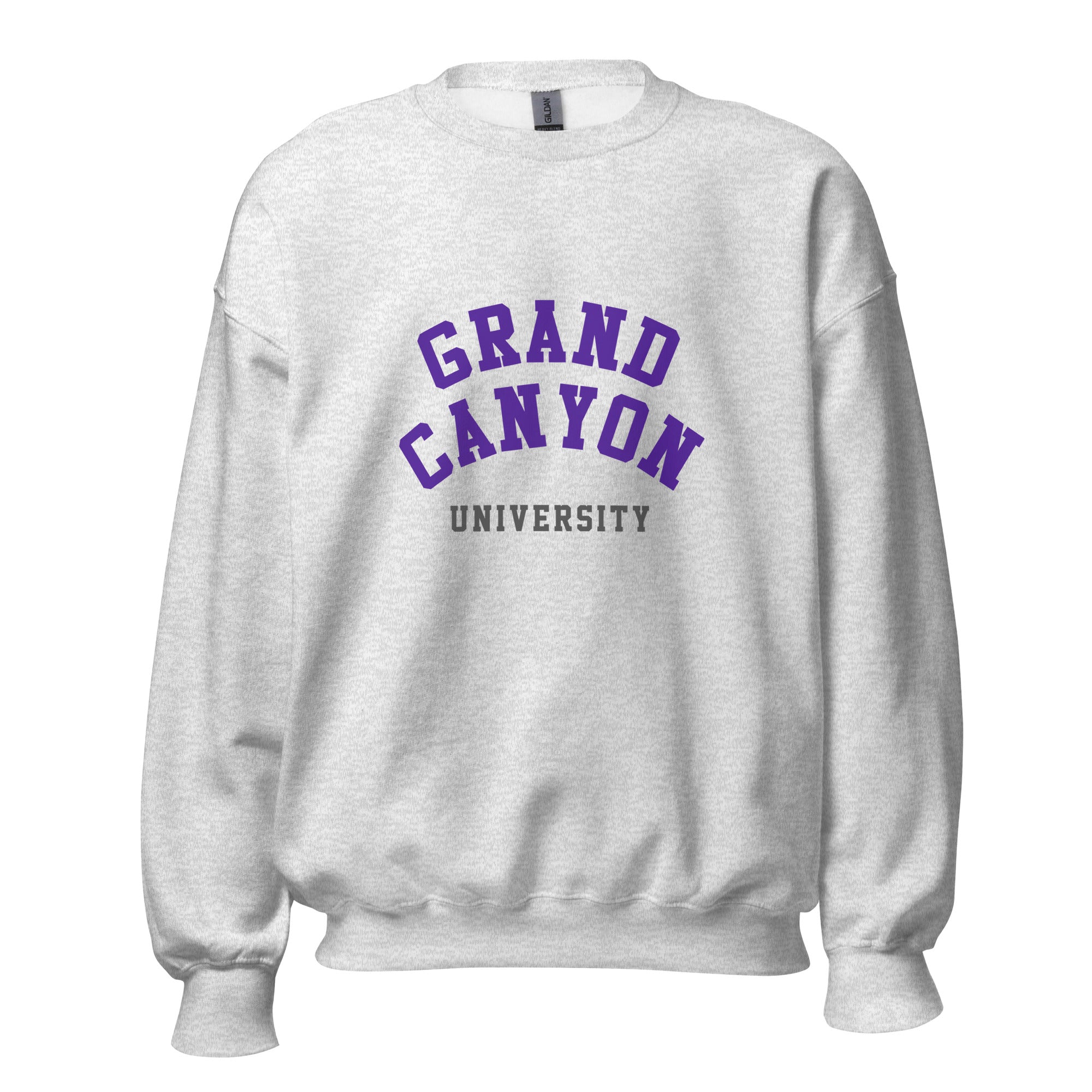 Unisex black sweatshirt featuring Grand Canyon University logo printed across the front chest