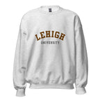 Unisex black sweatshirt featuring Lehigh University logo printed across the front chest