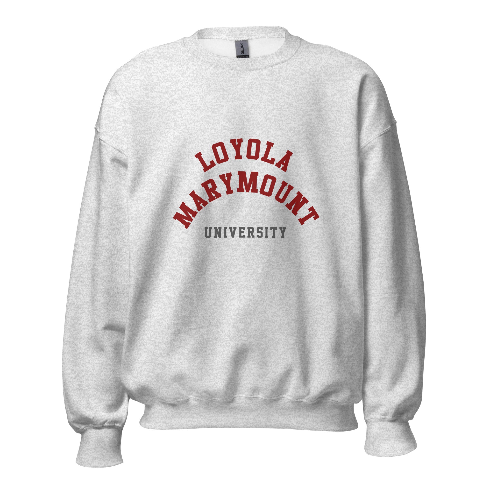 Unisex black sweatshirt featuring Loyola Marymount University logo printed across the front chest