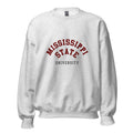 Unisex black sweatshirt featuring Mississippi State University logo printed across the front chest
