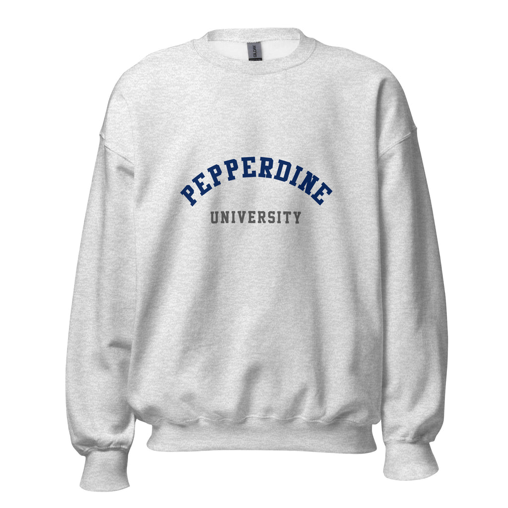 Unisex black sweatshirt featuring Pepperdine University logo printed across the front chest