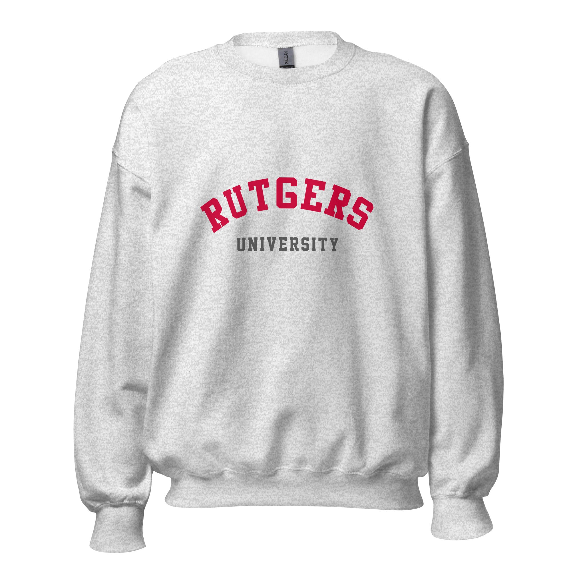 Unisex black sweatshirt featuring Rutgers University logo printed across the front chest