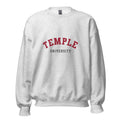Unisex black sweatshirt featuring Temple University logo printed across the front chest