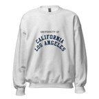 Unisex black sweatshirt featuring UCLA logo printed across the front chest