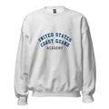 Unisex black sweatshirt featuring US Coast Guard Academy logo printed across the front chest