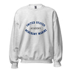 Unisex black sweatshirt featuring US Merchant Marine Academy logo printed across the front chest