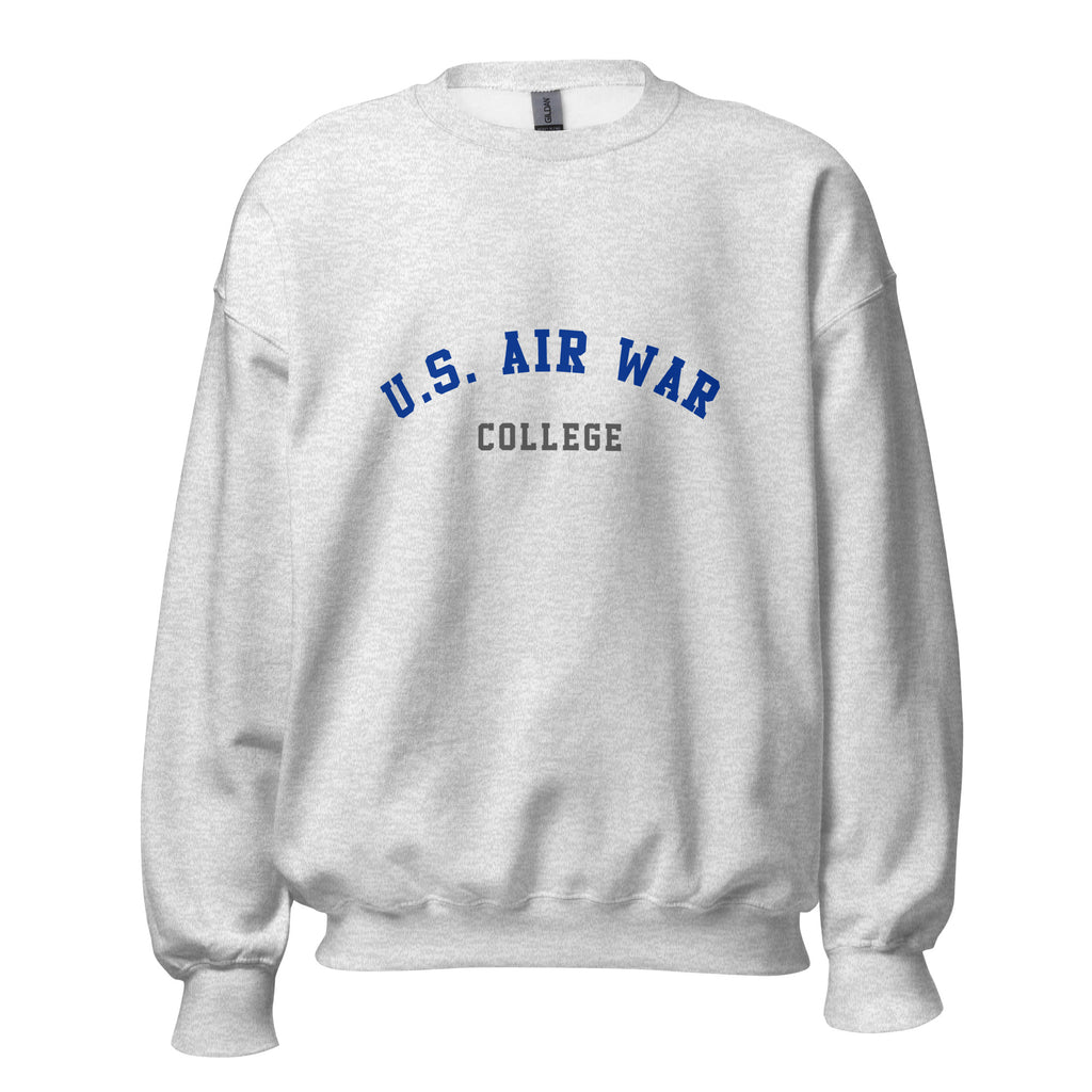 Unisex black sweatshirt featuring US Air War College logo printed across the front chest