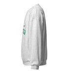 Unisex white sweatshirt featuring University of Exeter logo printed across the front chest