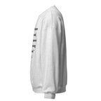Unisex white sweatshirt with James 1:22 Bible verse printed in black text on front