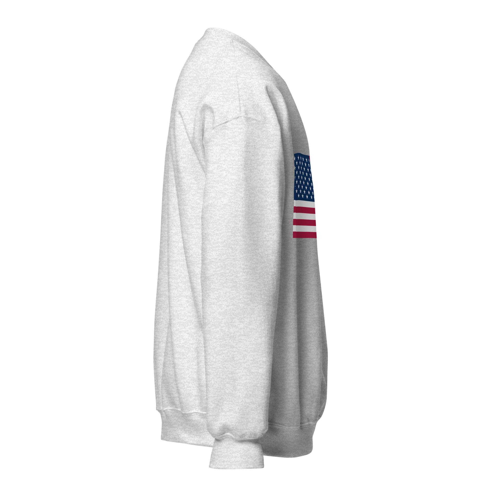 Unisex maroon sweatshirt featuring American flag design printed across the front chest