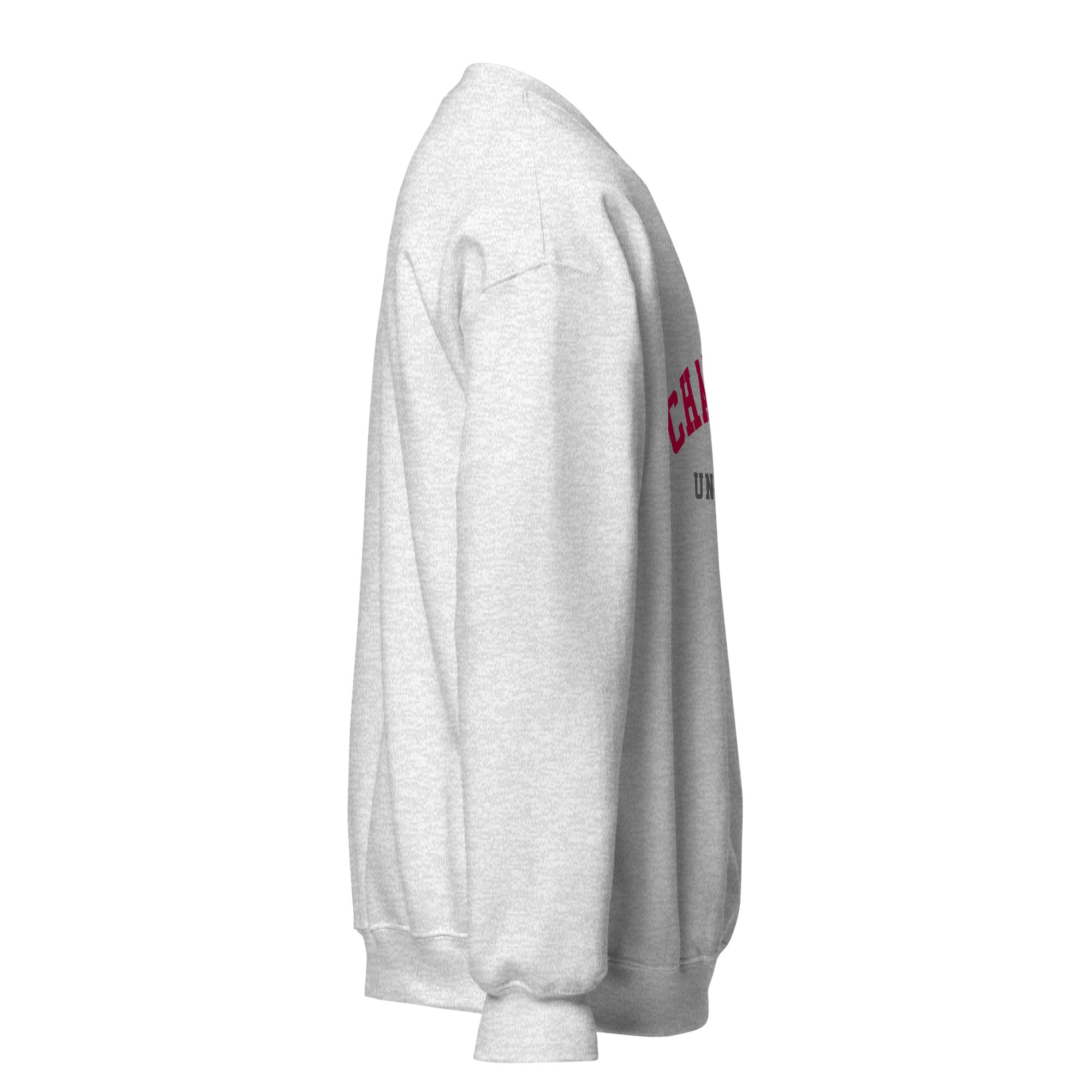 Unisex navy blue sweatshirt featuring Chapman University logo printed across the front chest