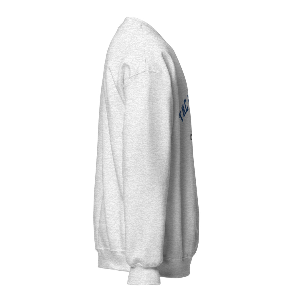 Unisex navy blue sweatshirt featuring The Citadel logo printed across the front chest