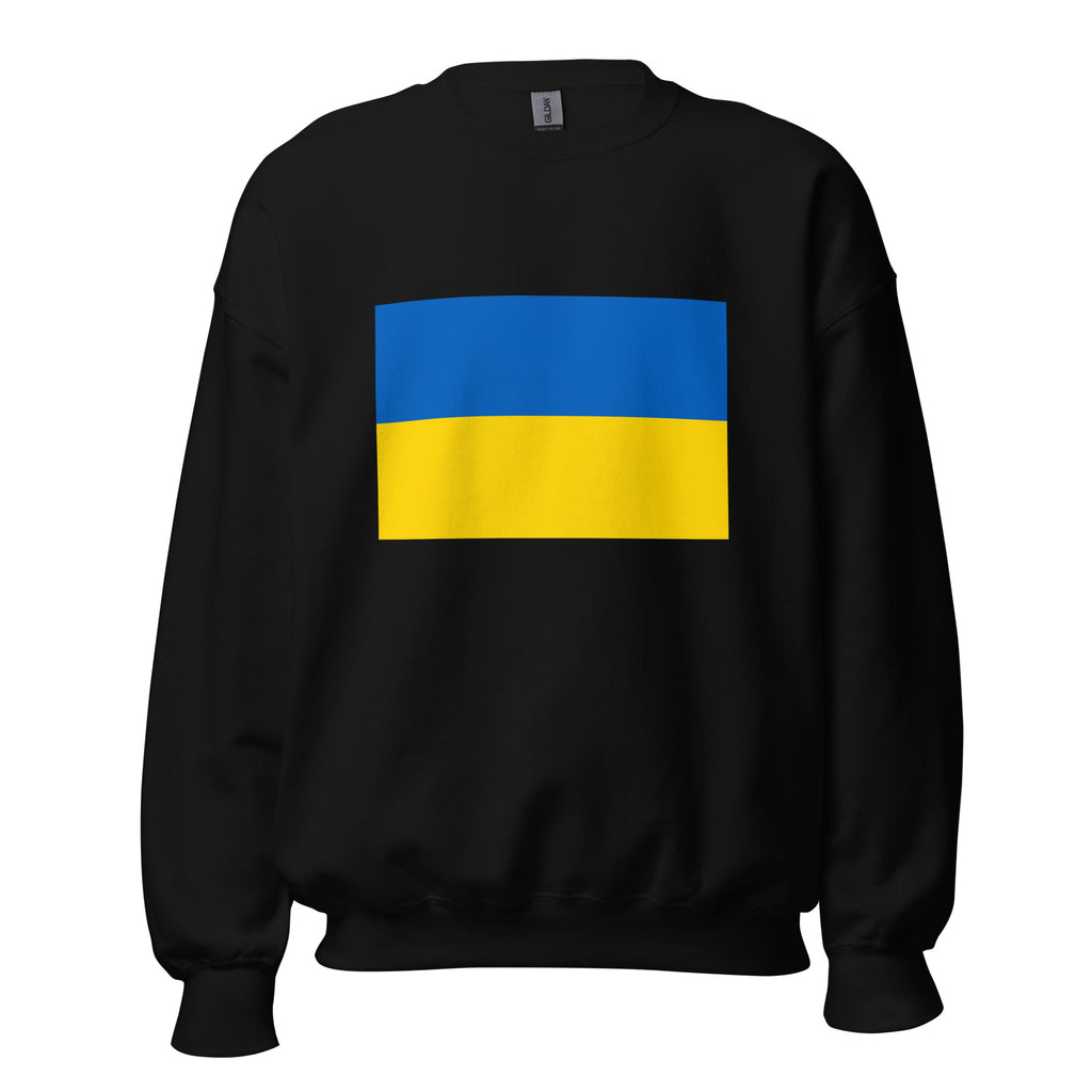 Unisex heather gray sweatshirt featuring Ukrainian flag design printed across the front chest