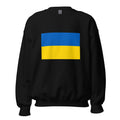 Unisex heather gray sweatshirt featuring Ukrainian flag design printed across the front chest