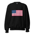 Unisex heather gray sweatshirt featuring American flag design printed across the front chest