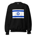 Unisex heather gray sweatshirt featuring Israeli flag design printed across the front chest