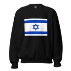 Unisex heather gray sweatshirt featuring Israeli flag design printed across the front chest