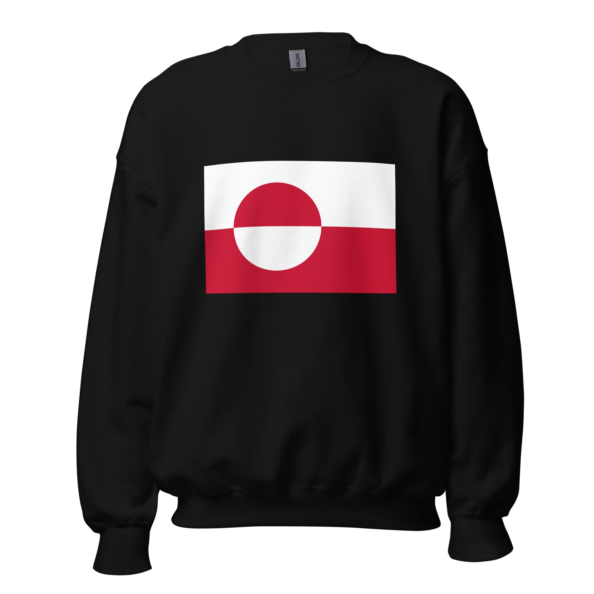 Unisex heather gray sweatshirt featuring Greenlandic flag design printed across the front chest