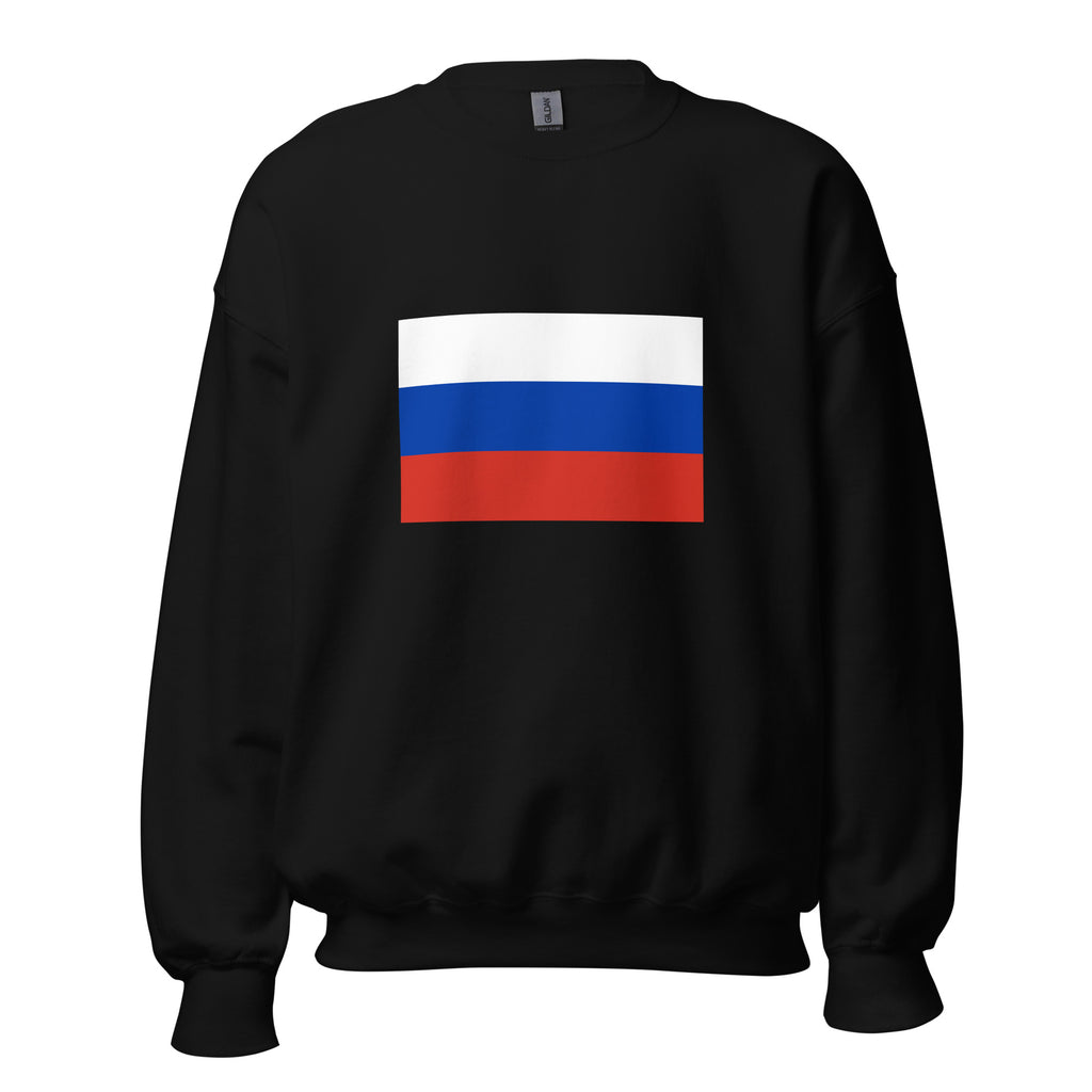 Unisex heather gray sweatshirt featuring Russian flag design printed across the front chest