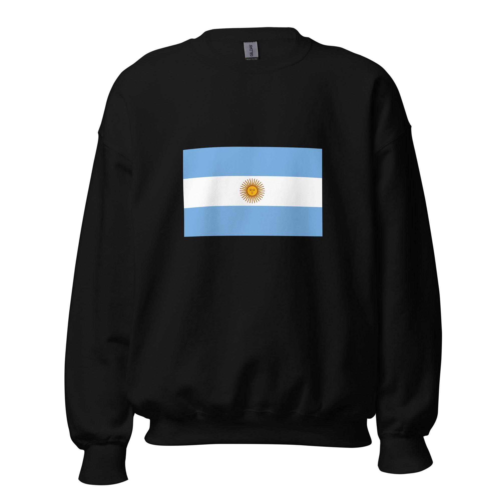 Unisex heather gray sweatshirt featuring Argentine flag design printed across the front chest