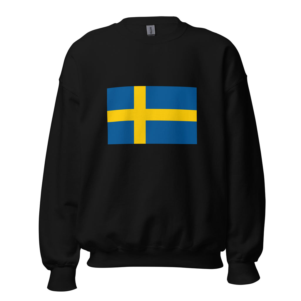 Unisex heather gray sweatshirt featuring Swedish flag design printed across the front chest