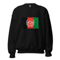 Unisex heather gray sweatshirt featuring Afghan flag design printed across the front chest