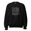 Unisex heather gray sweatshirt with 1 John 1:9 Bible verse printed in white text on front
