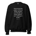 Unisex black sweatshirt with James 1:5 Bible verse printed in white text on front