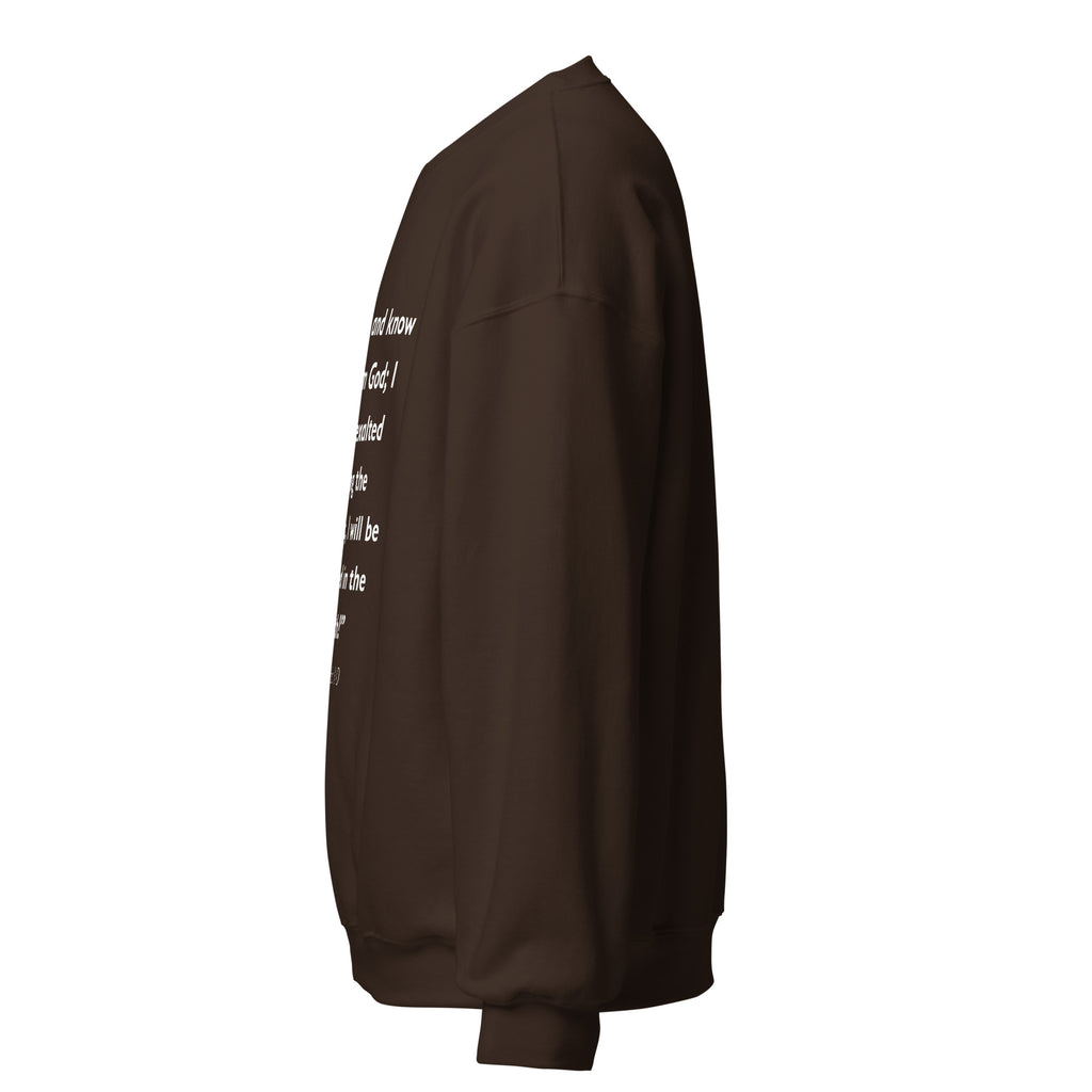 Unisex maroon sweatshirt with Psalm 46:10 Bible verse printed in white text on front