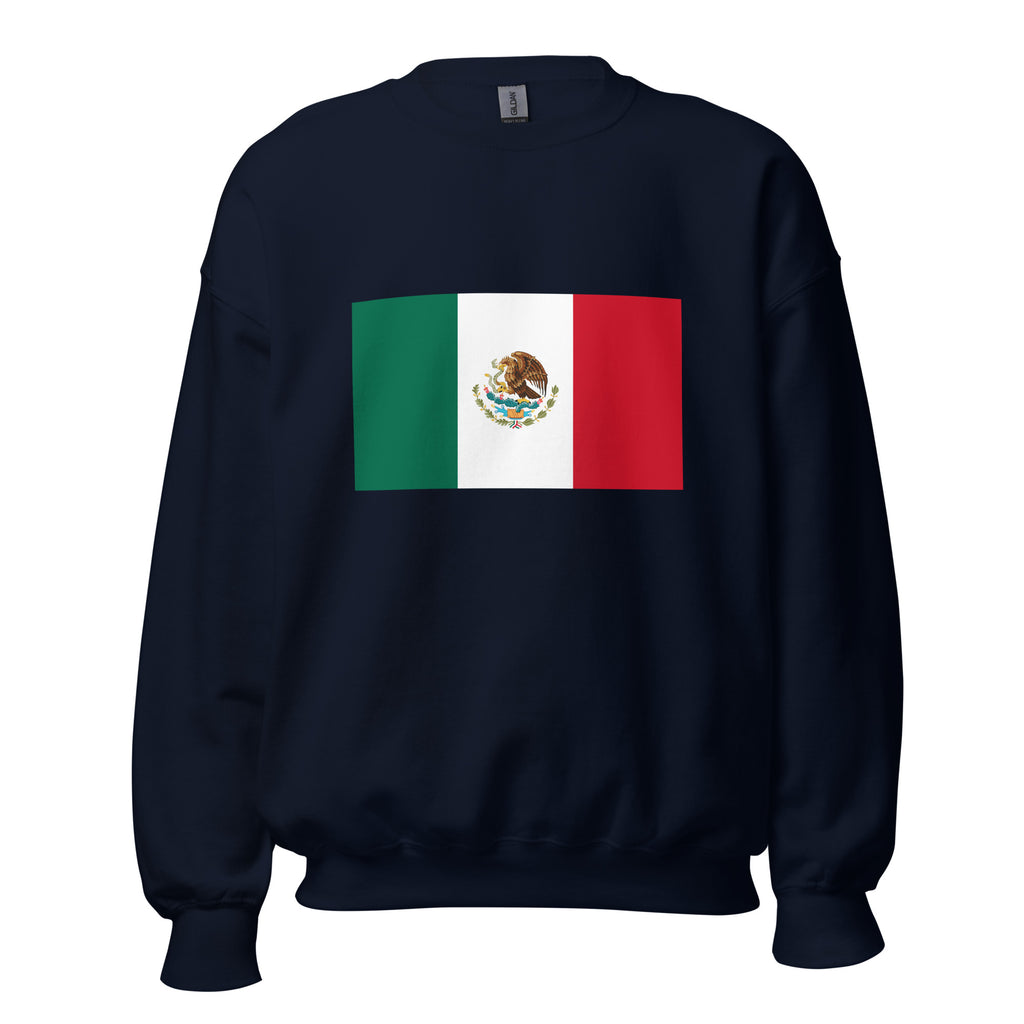 Unisex heather gray sweatshirt featuring Mexican flag design printed across the front chest
