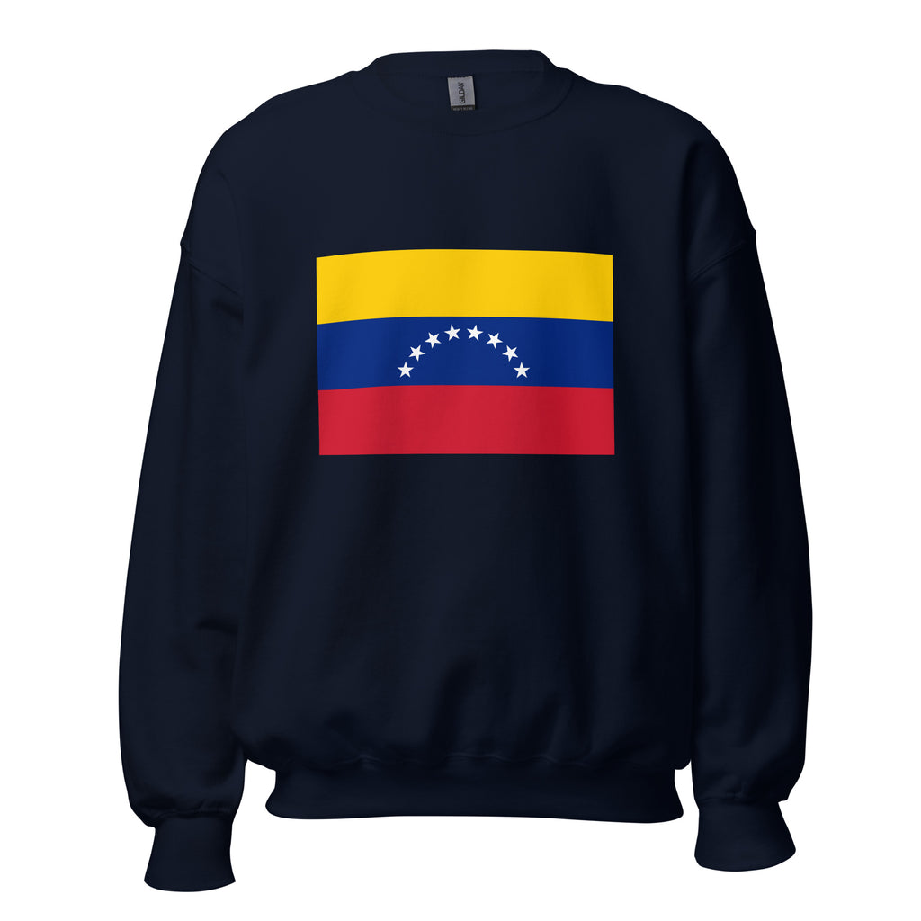 Unisex heather gray sweatshirt featuring Venezuelan flag design printed across the front chest