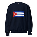 Unisex heather gray sweatshirt featuring Cuban flag design printed across the front chest