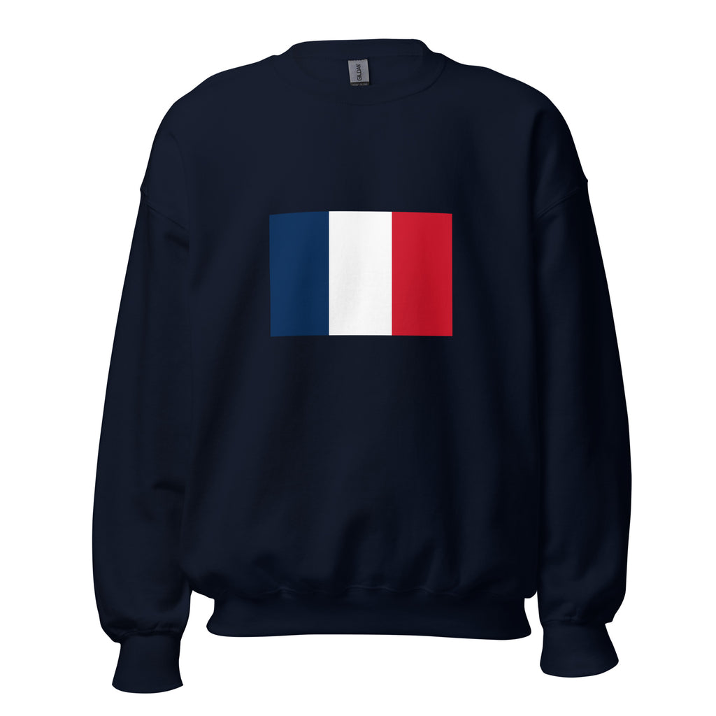 Unisex heather gray sweatshirt featuring French flag design printed across the front chest
