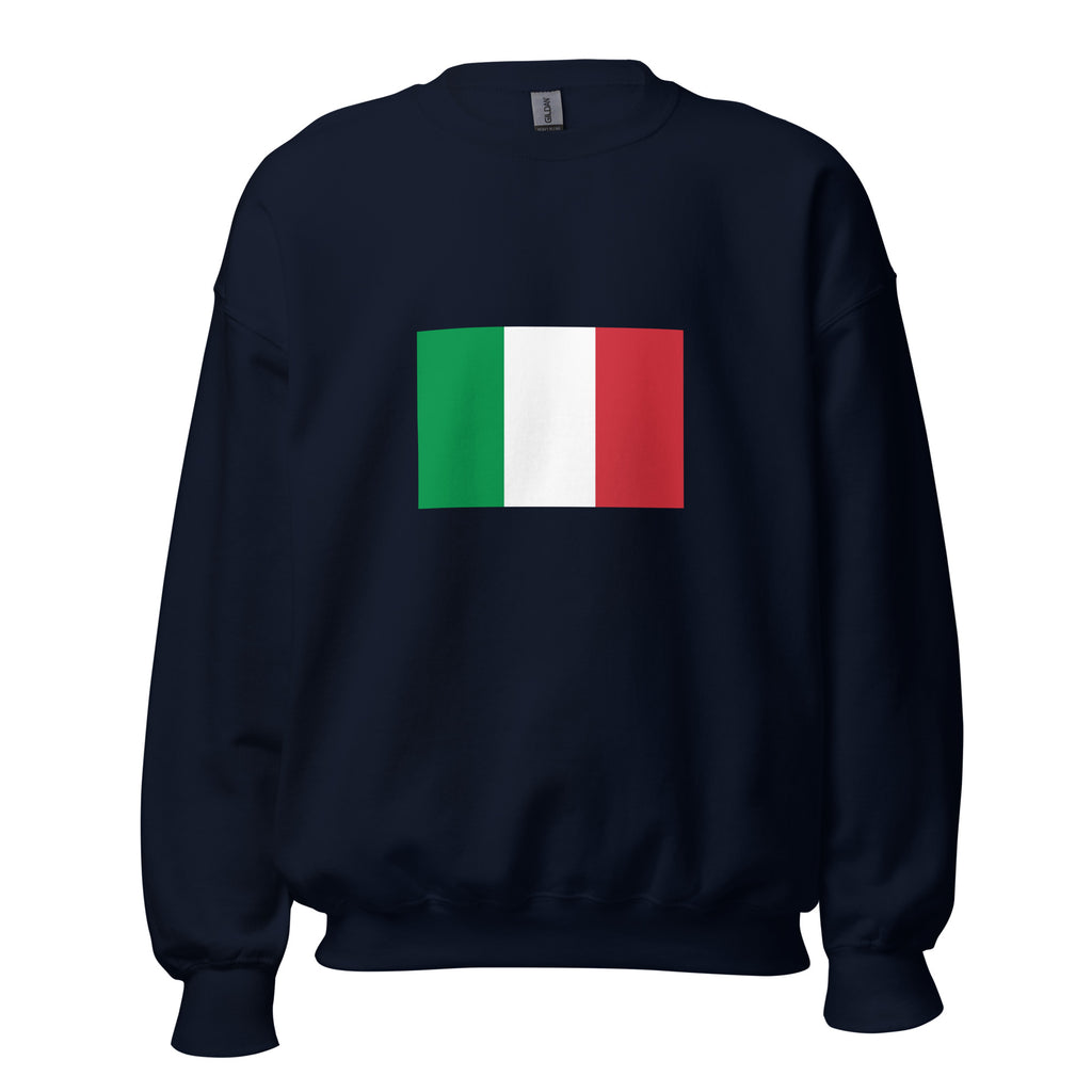 Unisex heather gray sweatshirt featuring Italian flag design printed across the front chest