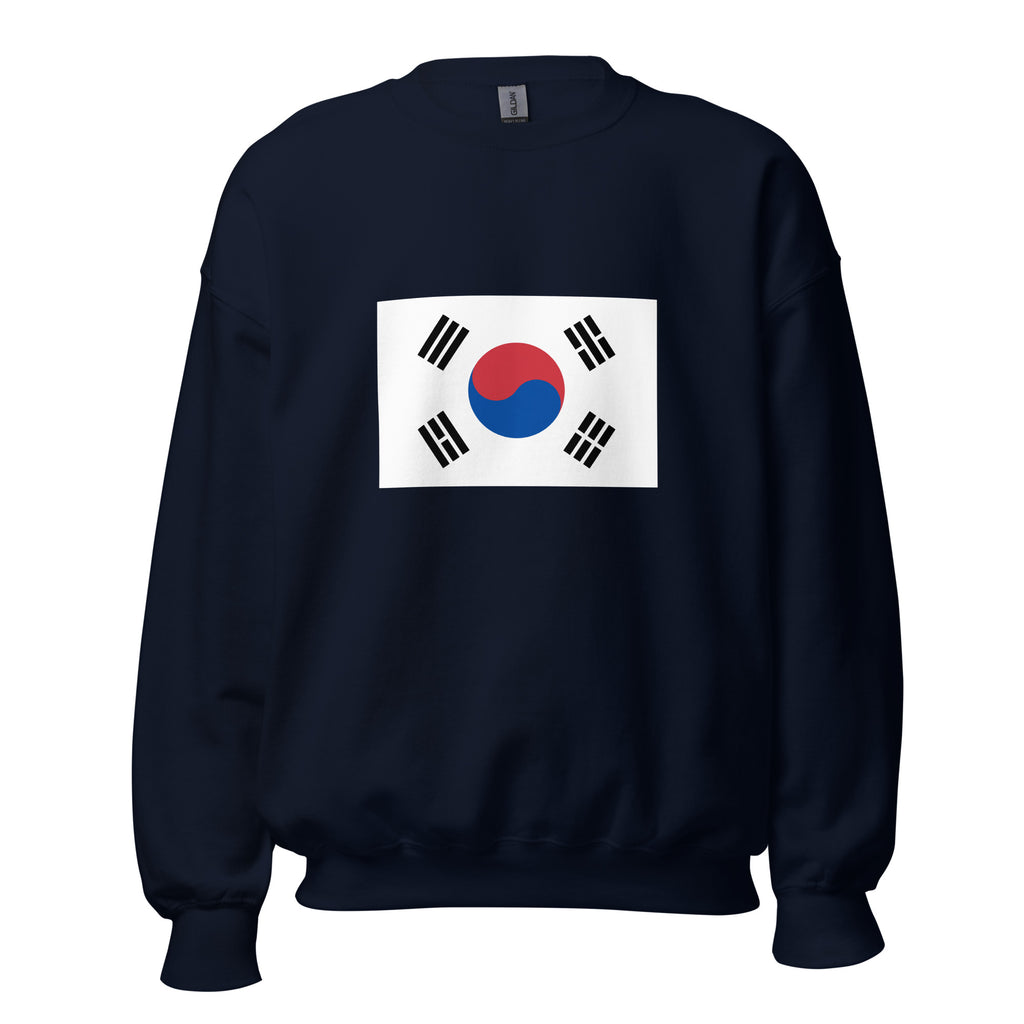 Unisex heather gray sweatshirt featuring South Korean flag design printed across the front chest
