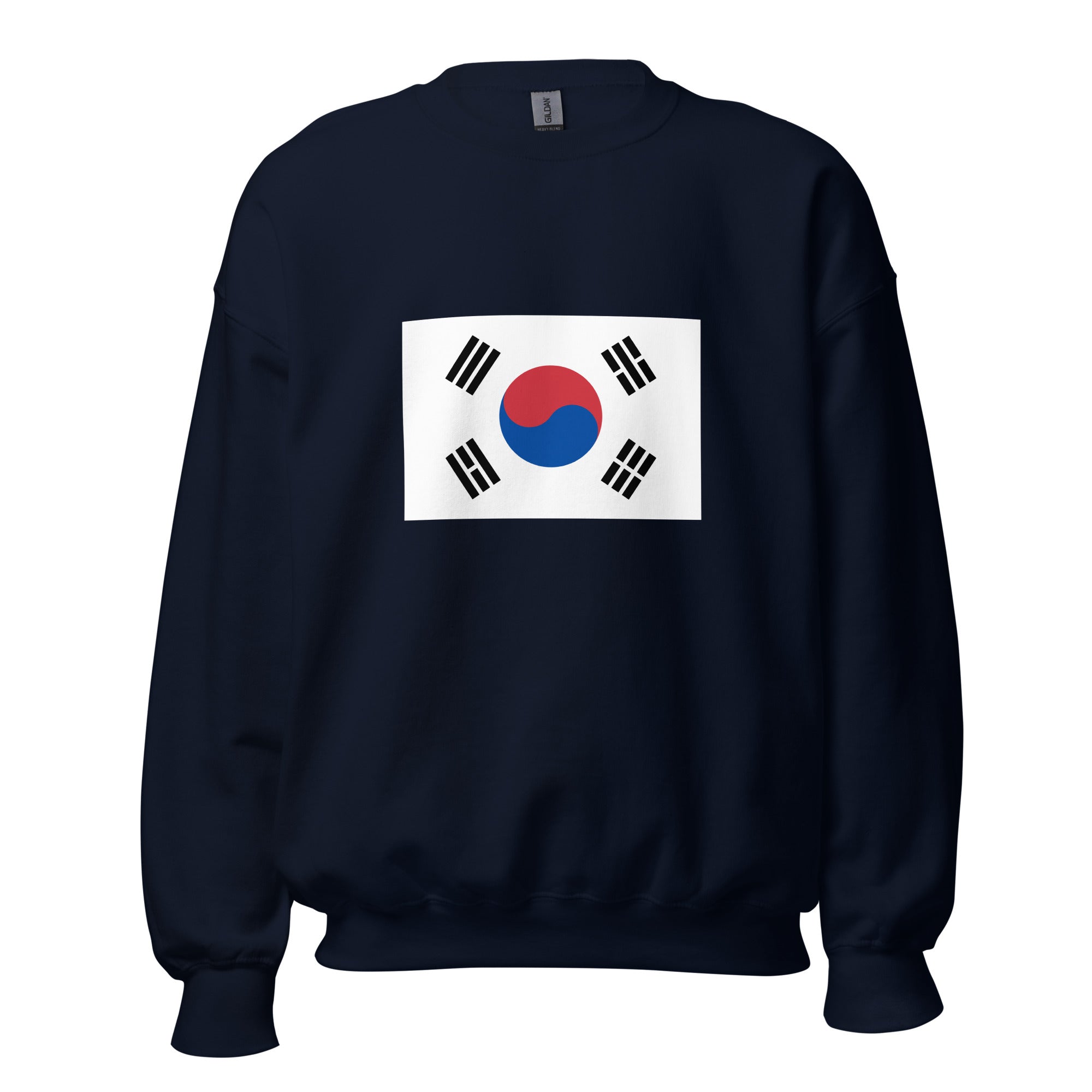 Unisex heather gray sweatshirt featuring South Korean flag design printed across the front chest