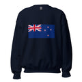 Unisex heather gray sweatshirt featuring New Zealand flag design printed across the front chest