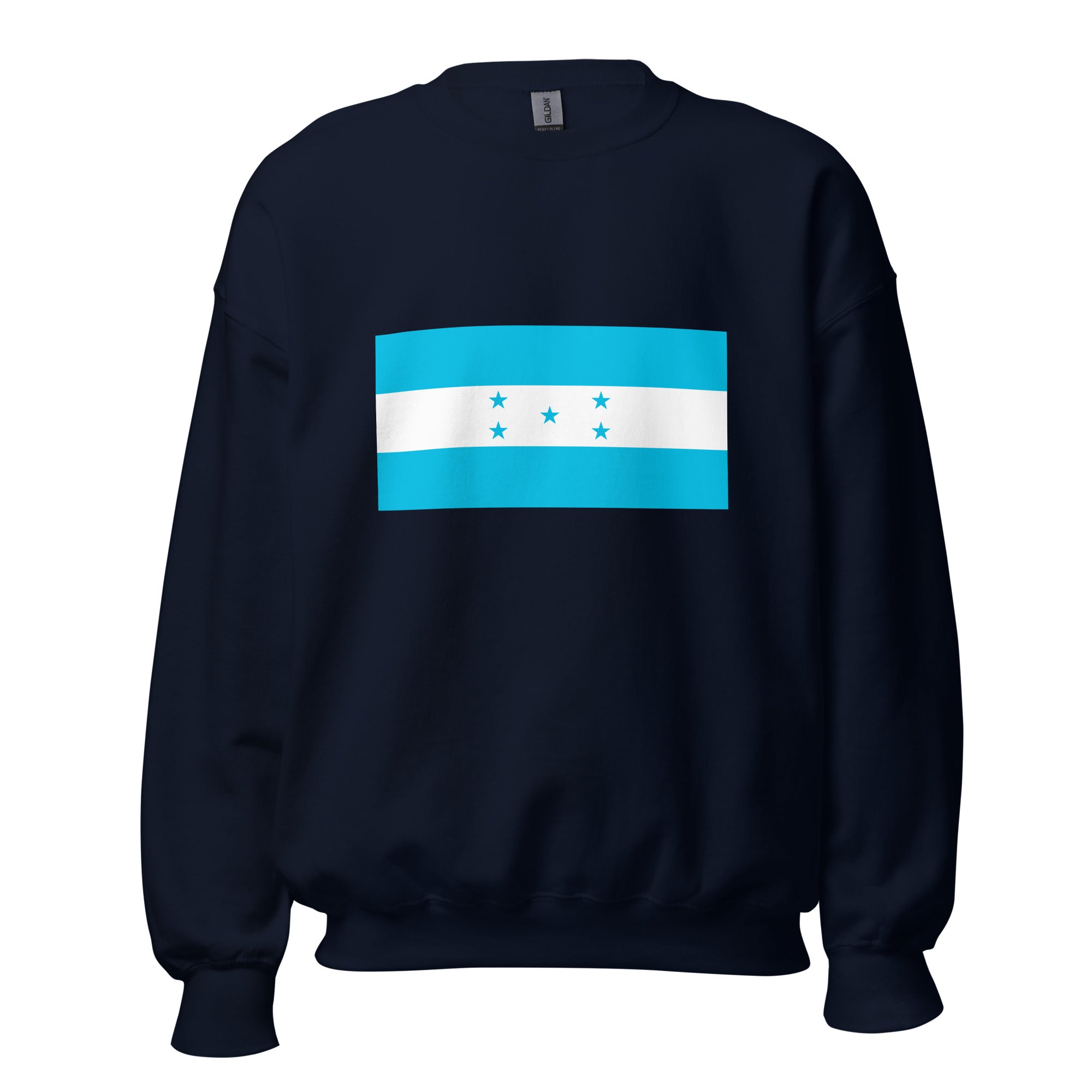 Unisex heather gray sweatshirt featuring Honduran flag design printed across the front chest