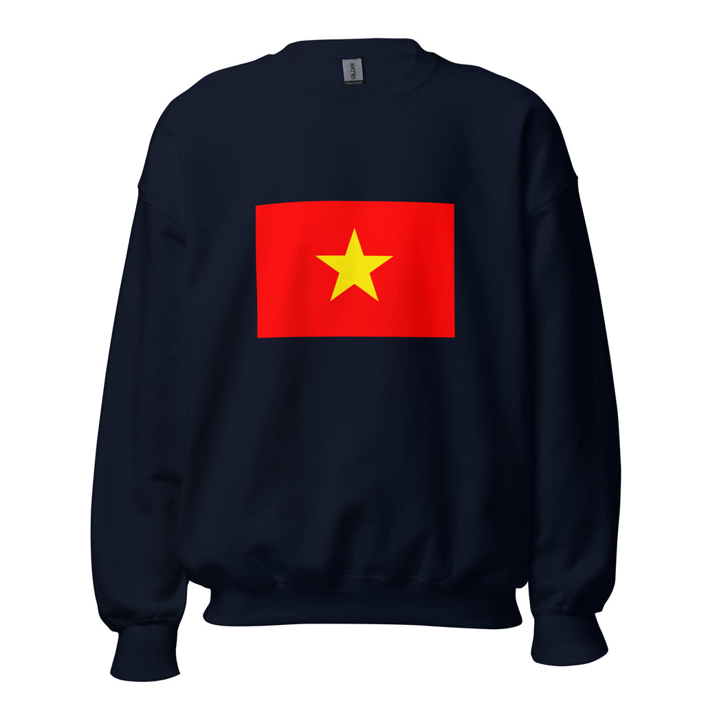 Unisex heather gray sweatshirt featuring Vietnamese flag design printed across the front chest